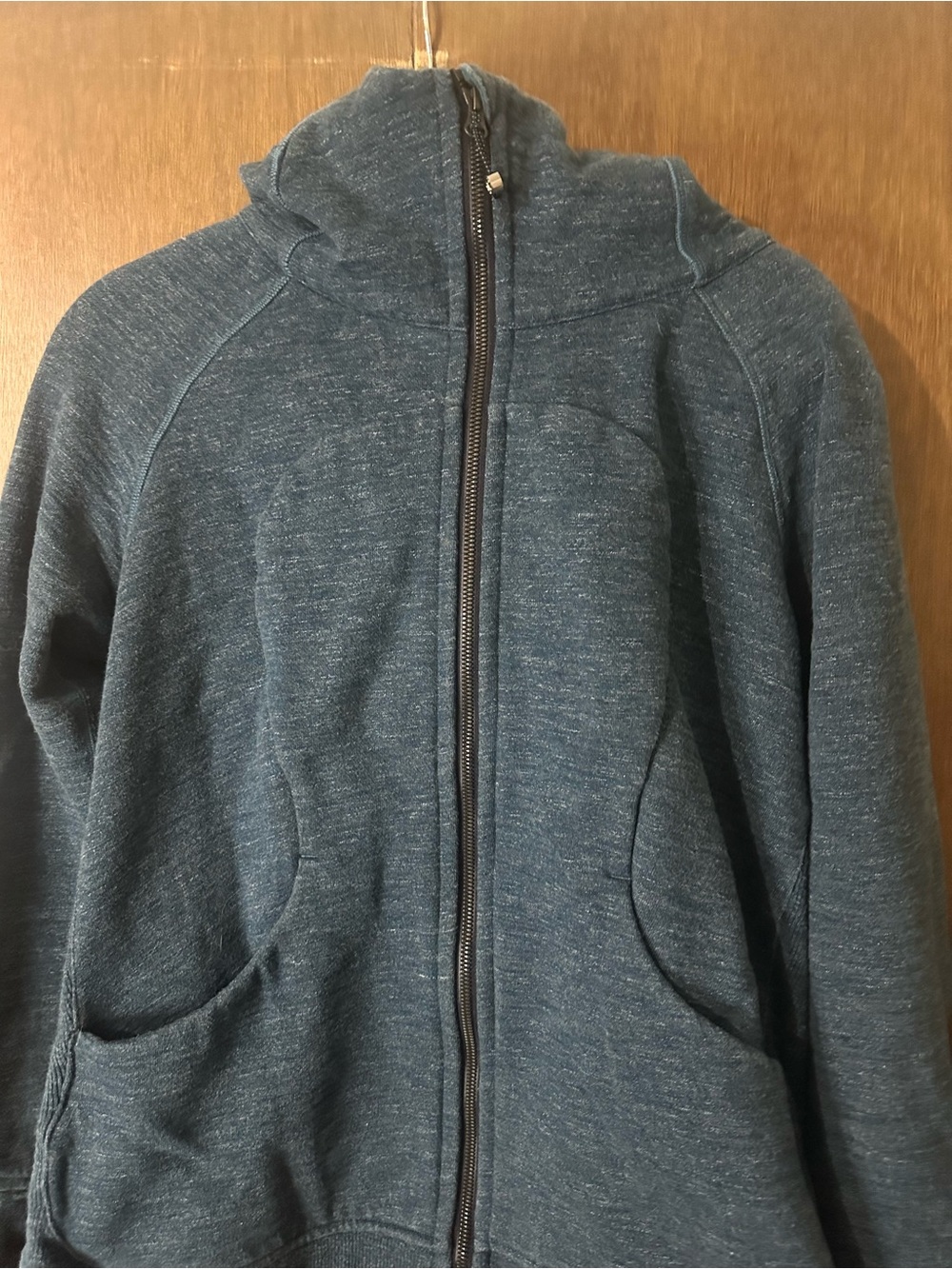 Lululemon Scuba Hoodie III Heathered Denim Alberta Lake Blue Green Hoodie Sz 12 - Picture 3 of 9